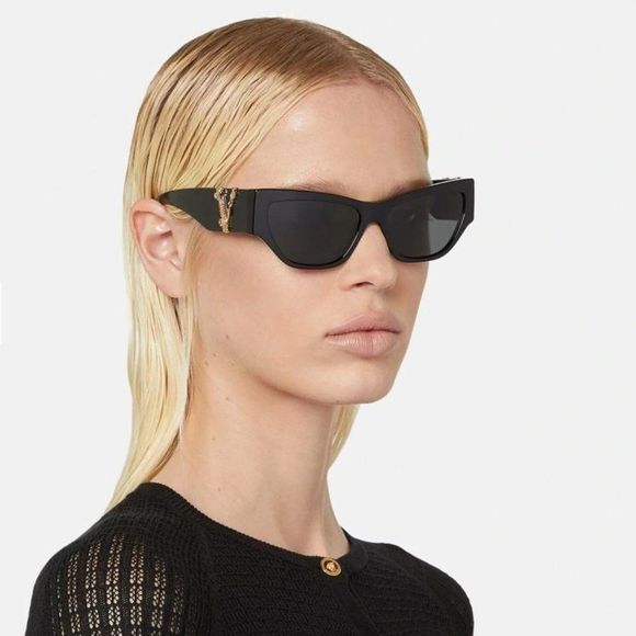 New Versace 56mm Black Acetate Sunglasses